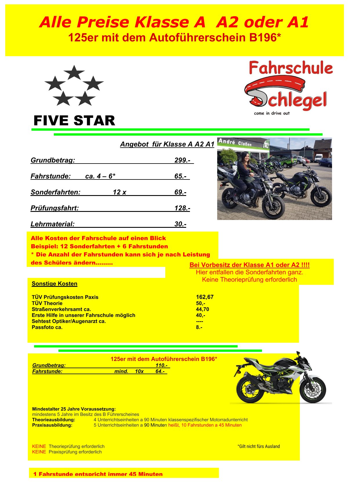 Klasse A Preise